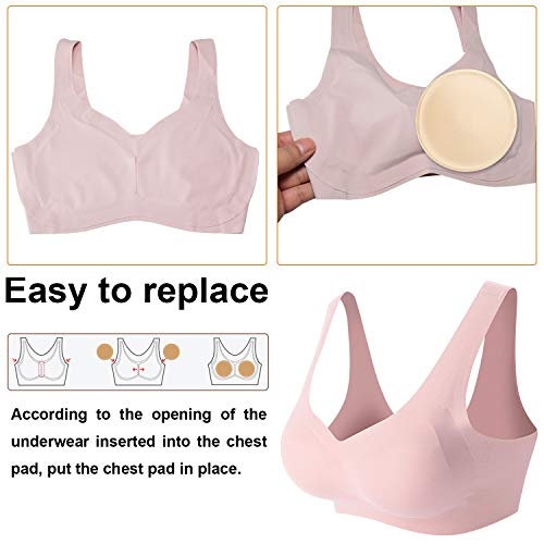 Topbine 3 Pairs Round Soft Bra Inserts Pads Removable Sport Bra Cups Inserts Push Up Bra Pad For Bikini Top Swimsuit (A/B Beige) #TOP4