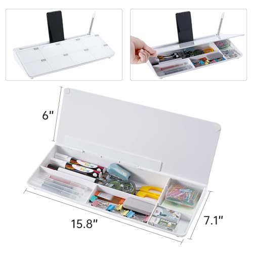 Image of TSJ OFFICE Desktop Whiteboard Dry-Erase-Board - Computer Keyboard Stand White Board Surface Pad with Drawer, Desk Organizers with Accessories for Office, Home, School Supplies