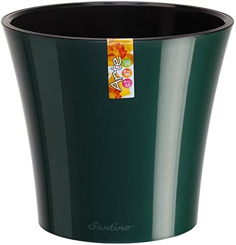 Santino Self Watering Planter Arte 7.7 Inch Green/Black Flower Pot