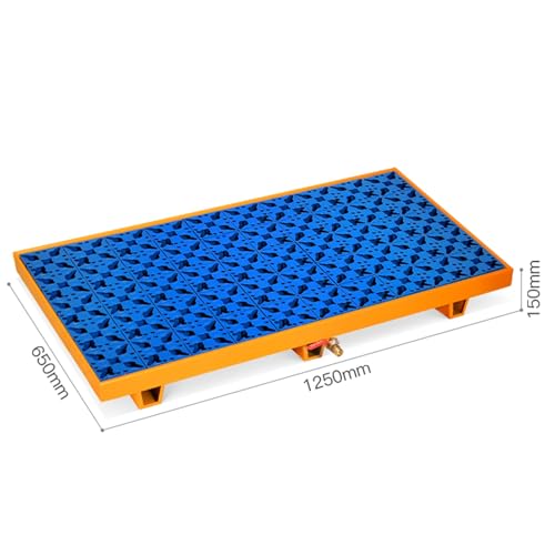 Générique Bac de rétention Robuste avec Orifice de Drainage, Plateau de Stockage Industriel étanche pour seaux d'huile et de Peinture, Solution pour Garage et entrepôt, Jaune/Bleu, 125 x 65 x 15 cm