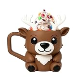 Reno Soporte Para Helados, Lindos Reno Soporte Helados, Reutilizable R-eno Navideños Soportes Para Tarrinas De H-elado, Anticongelante Ciervos H-elado Postres Bocadillos Recipientes Fundas Vasos