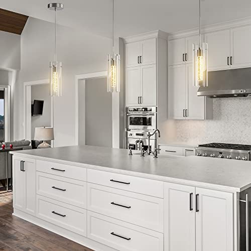 Esfos Pendant Ceiling Light Fixture, Led Kitchen Lighting Crystal Pendant Lights Kitchen Island, 1-Light Integrated Kitchen Hanging Light Fixture Modern Island Light With Bubble Glass Three Pack #TOP6