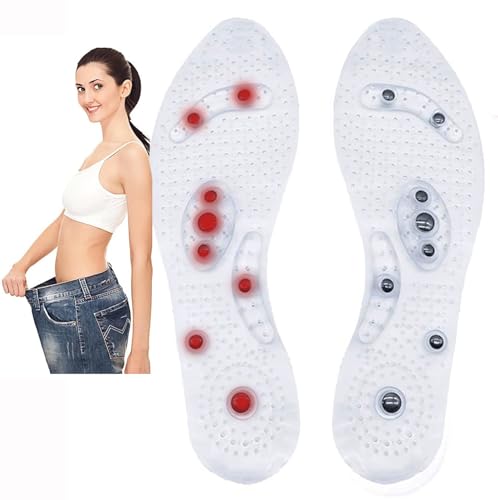 Plantillas Magnéticas para Adelgazar Plantillas para Zapatos De Trabajo,Plantillas Ortopédicas para Hombres Y Mujeres, Mejorar La Circulación Sanguínea(Size:S(35-40),Color:Transparente)