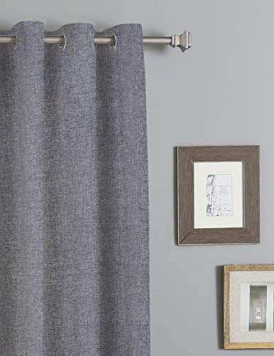 Hillfair Linen Textured Curtains For Living Room, Grommet Top Window Curtain, Semi Blackout, Room Darkening Curtains For Bedroom, Jute Burlap Textured 84-Inch-Long Curtain Panels Set Of 2 - Silver #TOP2