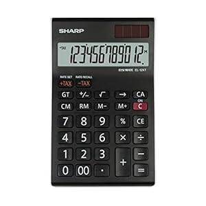 Sharp EL124TWH Desk Calculator – Black