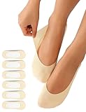 Harlamvar Frauen 6 Paar Atmungsaktive Socken aus Baumwolle Kühlfaser, Ultra-niedrige No Show SockHalbsockenen Füßlinge, Non-slip für Loafer Ballerina Socken Größe EUR 39-42 Nude