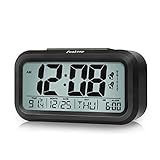 Peakeep Digital Dual Alarm Clock with Snooze and Nightlight, Battery Operated for Travel