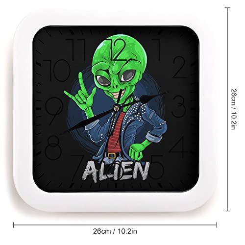 Pendule Murale Silencieuse Alien Vert 26cm Sommeil Paisible Maison
