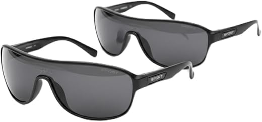 Spexy Kids Sport Shield Sunglasses, Black Frame, Grey Lens, Wraparound Style, UV Protection (5-12) years