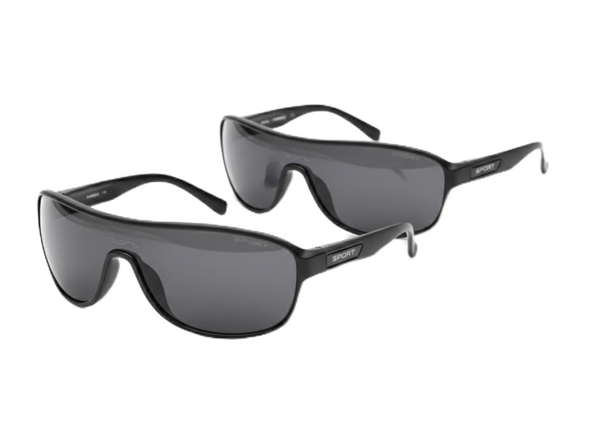 Spexy Kids Sport Shield Sunglasses, Black Frame, Grey Lens, Wraparound Style, UV Protection (5-12) years