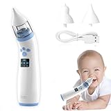 Elektrischer Nasensauger f&uuml;r Baby,Tragbarer Baby-Nasensauger,Automatischer Nasenreiniger mit 2 Silikonspitzen,Einstellbare Saugst&auml;rke auf 3 Stufen,Beruhigende Musik-und Lichtfunktion,Anti-R&uuml;ckfluss