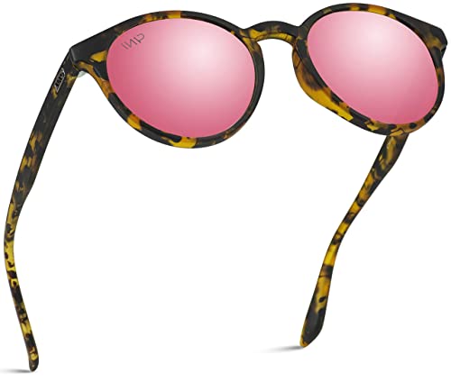Wearme Pro - Retro Round Sturdy Sunglasses 100% Uva/Uvb Lenses For Women Men (Tortoise/Mirror Pink Lens, 51) #TOP1