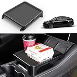 FITALLUS Fit Tesla Model Y Model 3 Food Tray Eating Table Slideable Center Console Tray 2023 2022 2021 Model Y Model 3 Accessories Holding Essentials During Autopilot, Road Trip, Charging Station