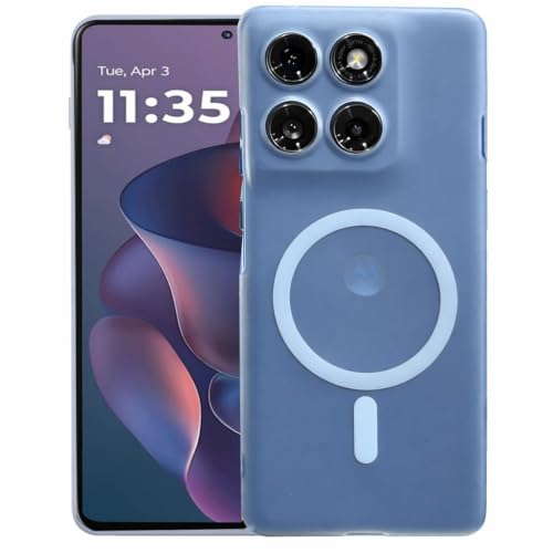 Image of DIZORO Matte Case for Motorola Edge 60 Stylus Compatible with MagSafe, Camera Lens Full Protection, Shockproof Translucent Frosted TPU Soft Phone Cover, Anti-Fingerprint (Sky)