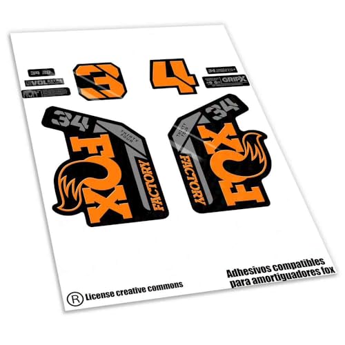REF:VP638 Pegatinas compatibles con horquilla FOX- 34 KASHIMA 2025 MTB, stickers, adhesivos, vinilos para bicicletas de montaña. (NARANJA)
