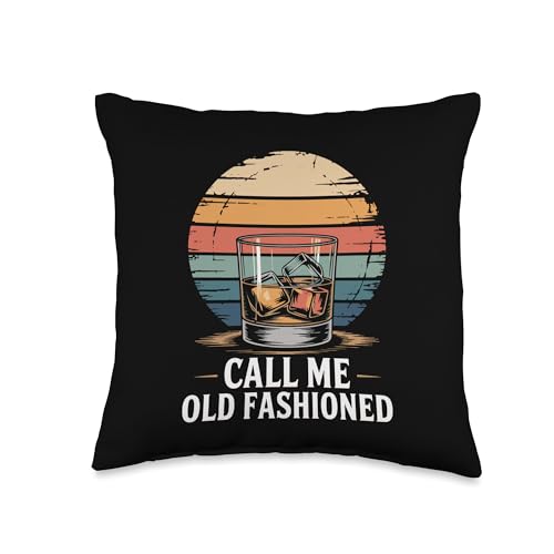 Call Me Old Fashioned Retro Cocktail Design Throw Pillow