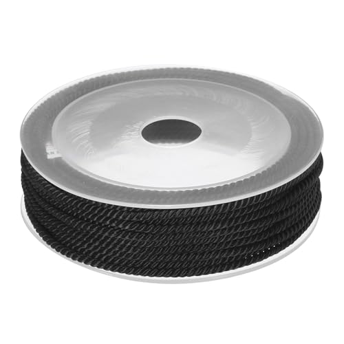 Rebower Trim Cord Rope, 3mm / 7.6 Yards Nylon Twisted Trim Cord Rope Thread String Rope Cord Braid Trim [for Sewing Home Decor Crafts] - 0.12 Inch/Black
