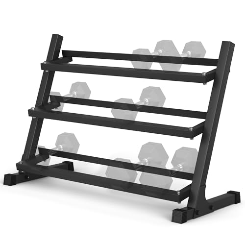 Image of Mikolo Dumbbell Sets with Rack, Rubber Hex Dumbbells, Multiple Choices in 160 /200 /380 /450 /550LB, Hand Weights with Chrome Handle for Strength Training