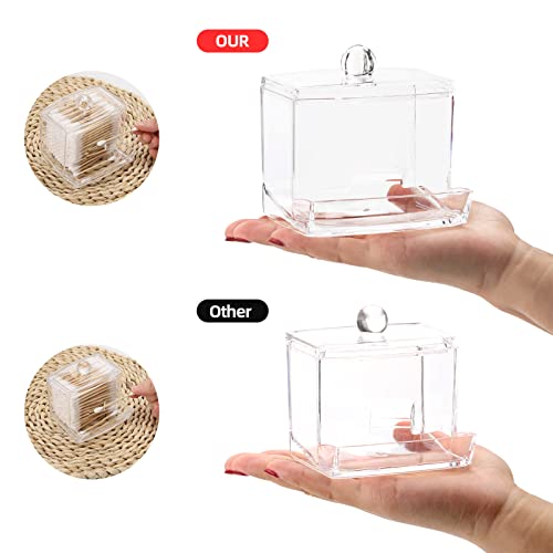 Image of Tbestmax 10oz Qtip Holder Dispenser Big Clear Bathroom Organizer Accessories Decor for Storage-Qtips Cotton Ball Holder Apothecary Jars, Cotton Swabs, Floss Container