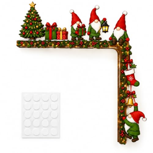 Image of Christmas Door Decorations: Green Gonk Top Right Frame Ornament 20x20cm