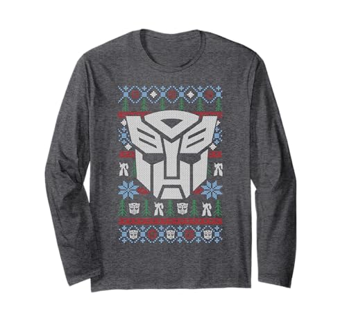Transformers Christmas Autobots Retro Ugly Sweater Style Long Sleeve T-Shirt