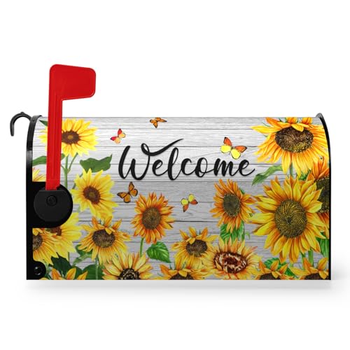 Dacawin Summer Sunflowers Welcome Mailbox Covers