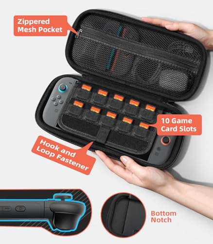 Image of TiMOVO Carrying Case for Nintendo Switch 2 (2025), Orange | Large Capacity, Hard Shell Protective, 10 Game Card Slots, Pockets for Console & Accessories, Portable Travel Pouch