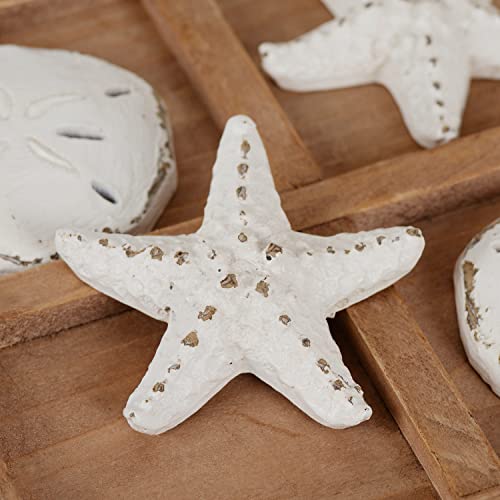 NIKKY HOME Beach Tic Tac Toe for Fun Starfish Sand Dollar Coastal House Coffee Table Decor Wood Board Travel Game, 8.97 by 8.97-in Distressed White - Image 9