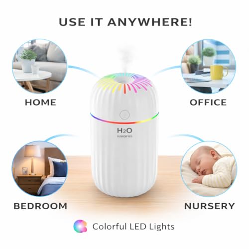 Image of H2O Rainbow Style Scent Oil Diffuser Humidifier with Colorful LED Light | USB Mini Air Humidifier & Aromatherapy Diffuser for Bedroom, Office & Car