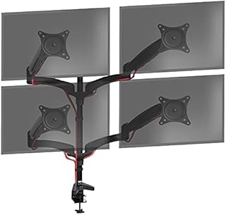 Duronic Quad Monitor Arm Stand Desk Mount Riser DM554 | For 4 PC Screen Riser Black Spring Powered 7.8kg Screen 13-27 Inch VESA 75 100 | 21 22 24 27 Inches