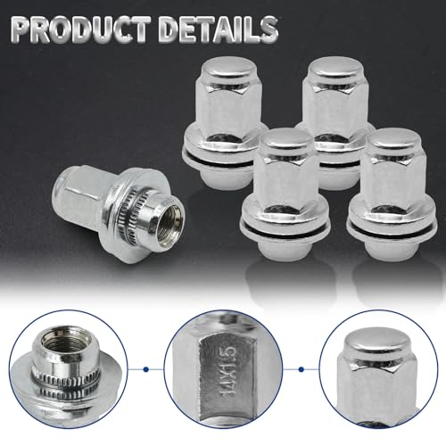 Image of 5PCS M14-1.50 Wheel Nut Replacement Front and Rear 9-1000371, 9094201103, 90942-01103, 90942A1001, 611-277, 611-2771, 6112771, 910003 Compatible with Toyota Tundra 2007-2021 (Pack of 2)