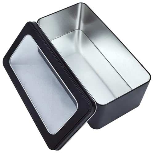 Goodma 2Pcs Rectangle Metal Tins Containers with Window Lids Mini Storage Canister Jars Set for Home Kitchen Office and School Supplies - Image 3