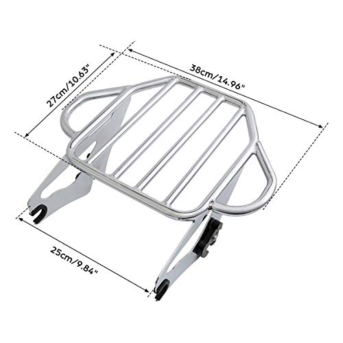 Xfmt Motorcycle King Detachable Two-Up Luggage Rack For Harley Touring Road King Street Glide Road Glide Electra Glide 2009-2023, Chrome #TOP2