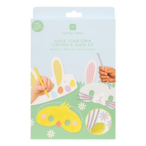 Talking Tables 12 x Easter Bunny Masks Headband Craft Kit Kids Party Activity for Easter Celebrations Classroom Games and Spring Dress Up Fun One Size - Image 2