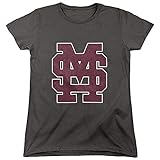 Mississippi State Bulldogs Official Baseball Logo Women's T Shirt,Charcoal, Medium