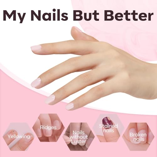 Image of modelones Gel Polish Builder Nail Set, Builder Base Colors Jelly Nude Pink Hard Strengthener Rubber Gel Polish 8-in-One Extension LED Nail Lamp Cured 6 Colors