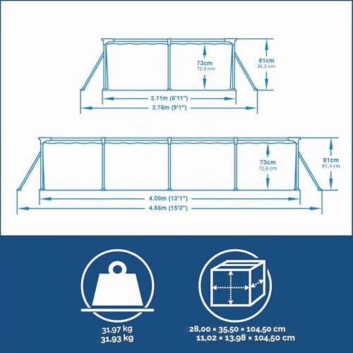 Miniatura 3 de Bestway 56405 - Piscina Desmontable Tubular Infantil Family Splash Frame Pool 400x211x81 Cm