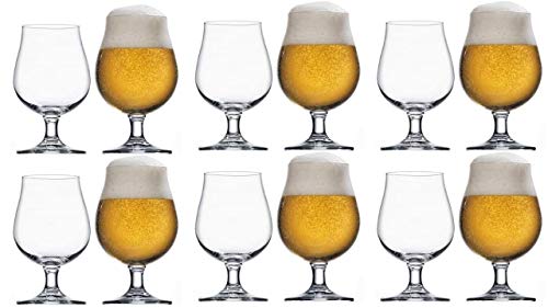 Stölzle Lausitz Lot de 12 verres à bière Tulipe Berlin 0,4 l 500 ml Qualité supérieure Passe au lave-vaisselle + Lot de 4 pailles en acier inoxydable EKM Living