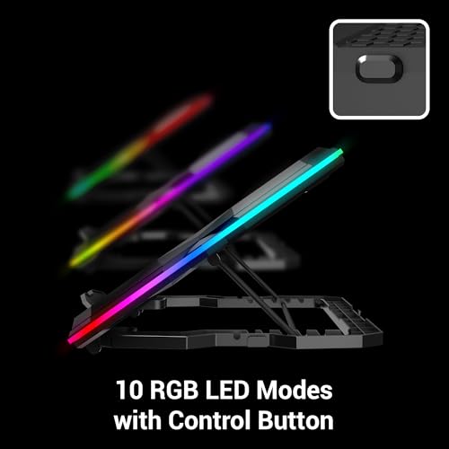 ZEBRONICS NC8000 Laptop Cooling Pad, Upto 17 inch, 5 Fans, 5 Level Adjustable, Speed Control, 10 RGB Modes, USB Port, Mobile Holder - Image 5