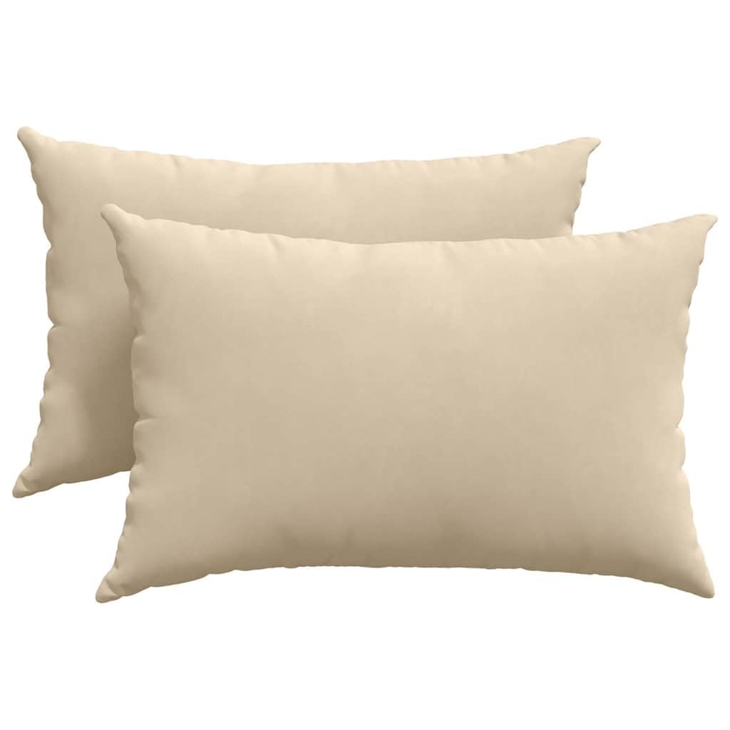 Set di 2 Cuscini da Divano Moderni Crema 60x40 cm in Tessuto | Morbidi cuscini sfoderabili con imbottitura in poliestere, ideali per decorare soggiorno e camera da letto.
