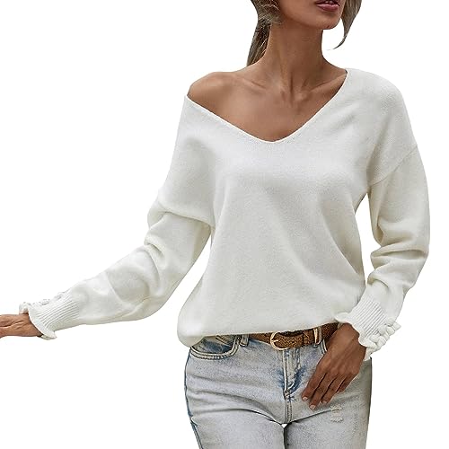 Manteau court en femmes blanc S : pull ample de couleur unie