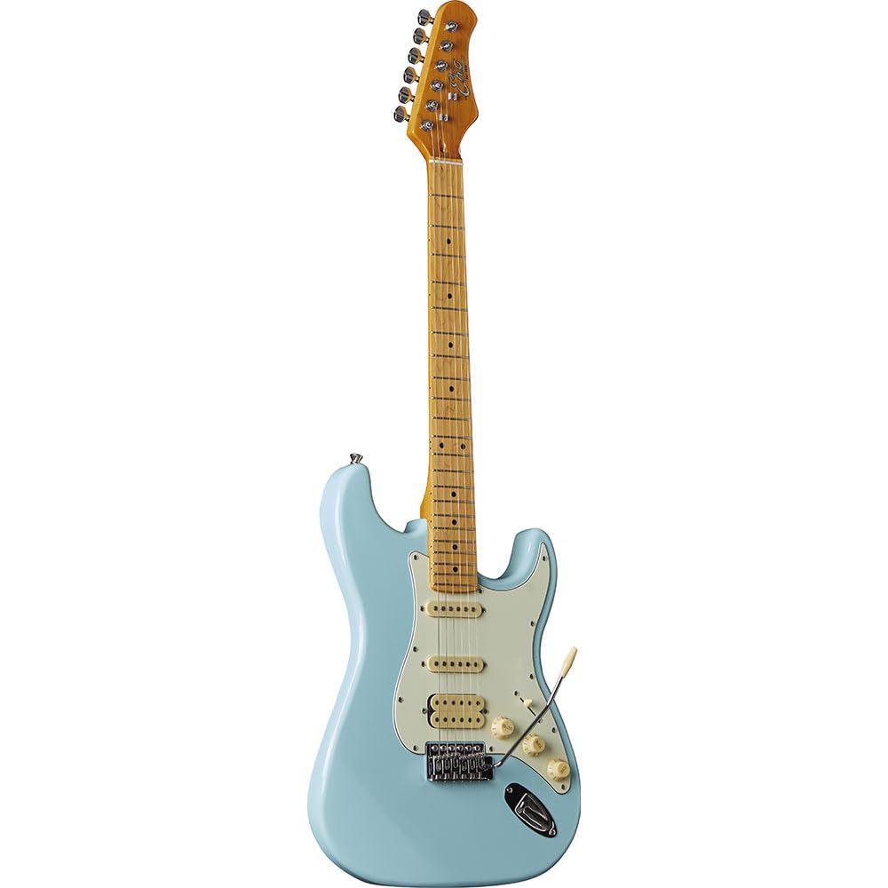 EKO GUITARS – Chitarra Elettrica ST‑351, Corpo Pioppo, Manico Acero, Tastiera Acero, Pickup H‑S‑S, Ponte Tremolo Vintage, 22 Tasti, Scala 648 mm, Colore Daphne Blue