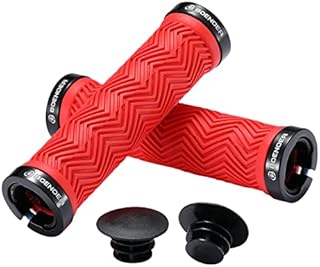 Boenoea Bike Grips, Double Lock on Bicycle Handlebar Grips Non-Slip for Cycling MTB BMX Mountain Bikes, Black
