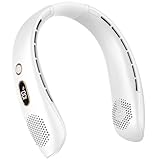 YAZEKY Ventilatore da Collo,Ventilatore Portatile,Mini Ventilatore USB Ricaricabile Silenzioso Senza Lama con LCD Display,Flusso d'Aria a 360°,3 Velocità per Ufficio,Casa,Aria Aperta (Bianco)