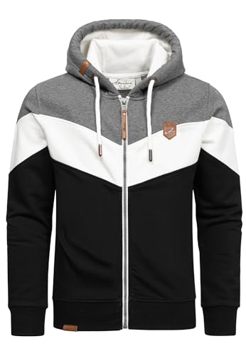 Amaci&Sons Sweatjacke Kapuzenpullover Herren Pullover Hoodie Zipper Jacke 4069 Anthrazit/Weiß/Schwarz L