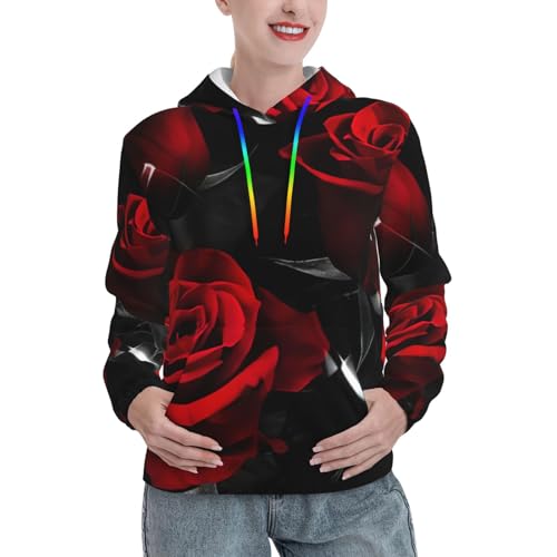 Sweat à capuche graphique Red Rose1 idéal pour l'automne