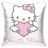 huanchen Rosa Hello Kitty - Funda de cojín decorativa para 