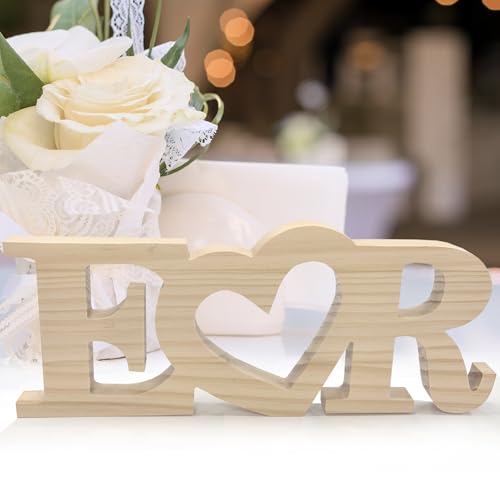 Miniatura 6 de Wood Expression Iniciales Personalizadas En Madera Natural 14x35 Cm Decoración Romántica Con O Corazón Regalo San Valentín, Bodas, Aniversarios Y Parejas