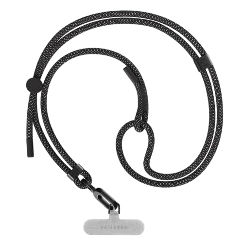 Image of CASETiFY 6mm Rope Cross Body Strap with Card - Flecked Black