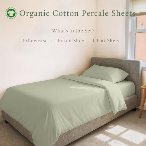 Threadmill Certified by GOTS Organic Cotton Sheets - Twin XL, 3 Piece, Sage Green - Ultra Soft, Cooling and Breathable Bed Sheet Set - Lightweight and All-Round Elastic Deep Pocket by Threadmill - Image 3